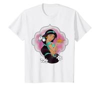 Croquis de portrait de Disney Aladdin Jasmine et lampe T-Shirt, Enfant, Blanc, 3 ans