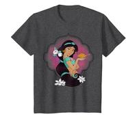 Croquis de portrait de Disney Aladdin Jasmine et lampe T-Shirt, Enfant, Chiné Foncé, 8 ans