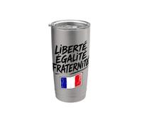 Croquis drapeau français avec Liberté Égalité Fraternité Gobelet isotherme en acier inoxydable double paroi