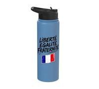 Croquis drapeau français avec Liberté Égalité Fraternité Stainless Steel Insulated Water Bottle