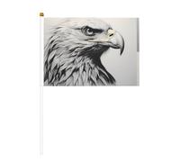 Croquis d'un aigle en six pièces imprimé double face drapeau à main 14 x 20,8 cm, adapté pour encourager les activités d'équipe