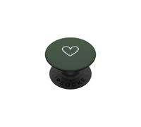 Croquis en Forme de cœur Blanc et esthétique - Vert Sauge PopSockets PopGrip Adhésif