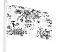 Croquis Fleurs Drapeau Décor 0,9 x 1,5 m Bouquet Jardin Roses Tulipes Delphinium Pétunia Gracieux Polyester Motif Imprimé Décoration Extérieure pour Maisons et Jardins