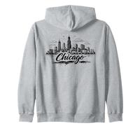 Croquis Urbain de la Ligne d'horizon de Chicago, Art de Paysage Urbain Sweat à Capuche