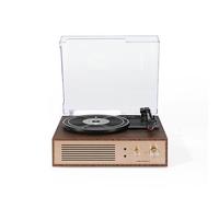 Crosley Lecteur de disque vinyle Miles avec haut-parleurs, platine Bluetooth à 3 vitesses, haut-parleurs stéréo intégrés, sortie auxiliaire, design élégant en bois et or, lecture de disques à 33/45/78