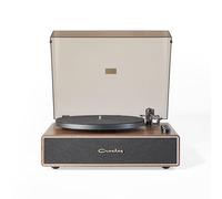 Crosley Stave Tourne-Disque Vinyle avec Haut-parleurs, Platine Bluetooth à 2 Vitesses, système Audio intégré 60 W et Cartouche Audio-Technica - Design Moderne en Bois avec Commandes EQ pour Une