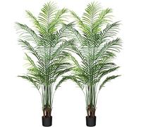 CROSOFMI - Lot de 2 Palmiers d'areca artificiels, Plantes artificielles pour intérieur et extérieur, Feuillage Artificiel et Pot en Plastique pour fête, Bureau, Maison, décoration, 170 cm