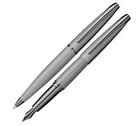 Cross ATX Coffret cadeau stylo à bille et stylo-plume, calibre de trait ou de plume M, couleur d'écriture noire/gris titane brossé