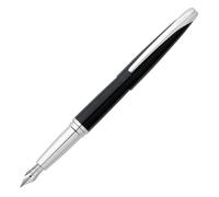CROSS ATX - Stylo à plume Basalte avec attributs plaqués chrome / Stylo rechargeable - Écrin classique et 2 cartouches d'encre noire incluses