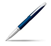 CROSS ATX - Stylo roller bleu translucide avec des attributs plaqués chrome / stylo rechargeable - Écrin classique et recharge roller noire incluse