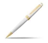 Cross Bailey Light Stylo à bille (épaisseur de trait F, couleur de l'encre : noir, avec emballage cadeau) Laque blanche avec ferrures dorées