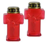 Cross Bandle Light, 2pcs Red Redclings sans Flammes Cougies, Bougies de cimetière à église sans Flamme à Batterie Flamme pour cimetière, église, Souvenir