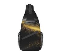 Cross Body, Imprimé Sable Noir Doré Sacoche Homme Bandouliere Casual Sling Bag Antivol Sling Sac À Bandoulière pour Voyage Femme Randonnée