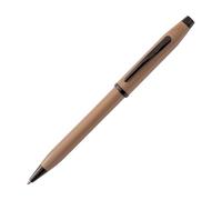 Cross Century II Stylo à bille, bâtonnets M, couleur d'écriture : noir, avec boîte cadeau de qualité supérieure, Earthy Beige/noir PVD