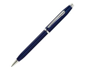 Cross Century II Stylo à bille rechargeable présenté dans un coffret cadeau de luxe - Pointe moyenne, encre noire, bleu translucide et chrome