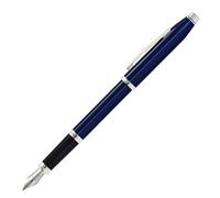 Cross Century II Stylo-plume à pointe moyenne plaqué chrome translucide Bleu