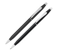 Cross Classic Century Stylo à bille laqué noir et crayon 0,7 mm avec attributs chromés