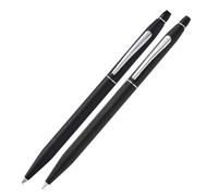 Cross Click Pen & Pencil Coffret cadeau, pointe moyenne, encre noire, noir et chrome