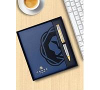 Cross Coffret cadeau | Coventry Chrome poli avec stylo bille Gone-Tone avec carnet bleu
