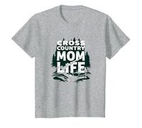Cross Country Mom Life Proud Parent Runner Trail Forest T-Shirt, Enfant, Gris Chiné, 12 Ans