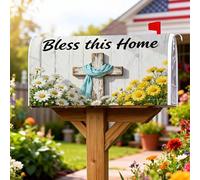 Cross Couvertures magnétiques de boîte aux lettres rustique, marguerites, fleurs jaunes et blanches printanières, pour décoration de jardin, cour, 45,7 x 53,3 cm