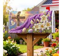 Cross Couvertures magnétiques pour boîte aux lettres religieuses de Pâques, lys religieux, colombes, pour décoration de pelouse, 53,3 x 64,9 cm