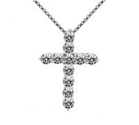 Cross de 3,0 mm Pendants à 100% Moisanite pour femmes 925 Collier de combinaison en argent sterling pour les fiançailles S Bridal S