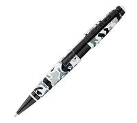 Cross Edge Camo Rollerball (épaisseur de trait M, couleur d'écriture : noir, rechargeable, coffret cadeau de qualité supérieure) Noir/blanc