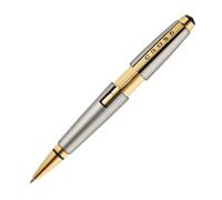 Cross Edge Stylo roller (épaisseur de trait M, couleur de l'encre : noir, rechargeable, avec boîte cadeau) titane mat et doré