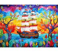 Cross & Glory - Chasse au trésor des Caraïbes - Puzzle de 1000 pièces pour adultes | Aventure de bateau pirate dynamique | Défi et coloré | Puzzles uniques pour adultes
