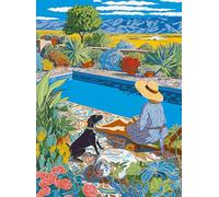 Cross & Glory - Oasis au bord de la piscine du désert - Puzzle de 1000 pièces pour adultes | Paysage désert vibrant et scène de piscine pour les amoureux de la nature