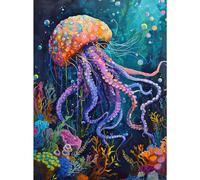 Cross & Glory - Ocean's Opus : La majestueuse Méduse - Puzzle 1000 pièces pour adultes | Méduse feu d'artifice | Scène sous-marine vibrante | Puz