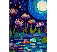 Cross & Glory - Waterlilies by Moonlight - Puzzle de 1000 pièces pour adultes | Superbe illustration de nénuphars au clair de lune dans un étang serein | Idéal pour la relaxation et l'affichage pour