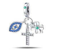 Cross Guardian Ensemble de breloques trois pièces, accessoire de bracelet à breloques en argent sterling 925, compatible avec le collier bracelet pandora, cadeau pour femme
