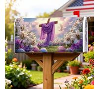 Cross Housses de boîte aux lettres magnétiques pour décoration de jardin et extérieur Motif lys de Pâques Violet 45,7 x 53,3 cm