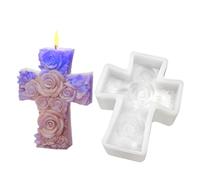 Cross Making Molds - 4.06x3.19x1.34 Inches 3D Rose Jesus Mold, Christmas Candle Making Mould, Gypsum Wax Clay Plaster | Christmas Aromatherapy Craft Soap DIY Art Decoration Accessories