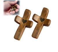 Cross My Heart | Encouragement Gift, Wooden Cross Across My Heart, Pocket Cross Gift, Fingertip Stress Relief Gifts, Gifts for Stress Relief for Children and Adults (2pcs)