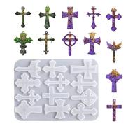 Cross Pendant - 12-Cavity Silicone Keychain Mould, Cross Pendants Silicone Mold, Making Mould DIY Keychain Pendant Craft Mold | For Thanksgiving Birthday Party Home Office Room Desk School Dorm