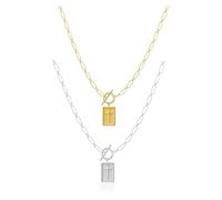 Cross Pendant Paperclip Chain Necklace, 14K Gold & Silver Plated, Unisex, Waterproof and Sweat-Resistant, Fade-Proof,Fashion Religious Simple Jewelry Gift (One size,Gold + Silver)