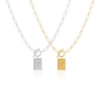 Cross Pendant Paperclip Chain Necklace, Stylish Cross Necklace,14k Gold & Silver Plated, Unisex, Waterproof and Sweat-Resistant (2PCS)