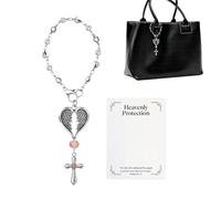 Cross pour rétroviseur de voiture | Pendentif de rétroviseur en forme d'aile d'ange, pendentif religieux pour l'heure de prière du soir, trafic du matin, trafic routier, voyage sur autoroute, conduite