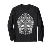 Cross Skull Gothic Grunge Y2K Alt Wings Hommes Femmes Manche Longue