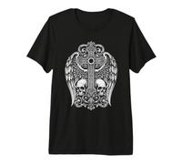 Cross Skull Gothic Grunge Y2K Alt Wings Hommes Femmes T-Shirt Haut de Gamme