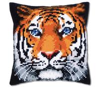 Vervaco Cross Stitch Cushion Kit House Decorating TIGER DIY Art & Craft Embroidery Tapestry Kit Creative Activities Art Project For Adults ca.40x40 cm Gift Set