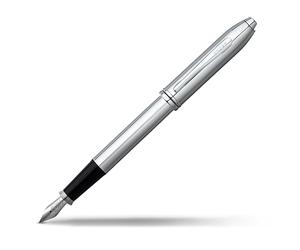 CROSS Townsend chrome poli - Stylo plume rechargeable - Pointe fine : Finie à la main - Écrin de luxe et 2 cartouches pour stylo plume noires incluses