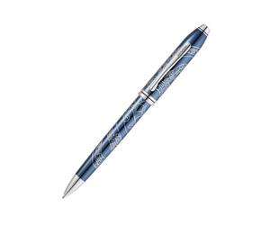 Cross Townsend Stylo à bille édition spéciale « Année du serpent » (épaisseur de trait M, couleur d'écriture noire, indélébile, boîte cadeau Premium) Laque bleu translucide avec gravure chromée