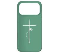 Cross with Flower Jesus Floral Minimalist Line Art Women Coque pour iPhone 17 Pro Max