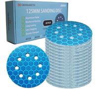 Crossarctic Lot De 80 Disques Abrasifs 125 mm Bleus Professionnels 125 Disques Abrasifs Ronds 8 Trous Pour Ponceuse Excentrique 80 Grain