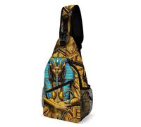 Crossbody Bag Sphinx Égyptien Doré Et Hiéroglyphes du Pharaon, Réglable Sacs À Bandoulière Polyester Sac De Poitrine Homme pour Homme École Voyage