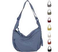 Crossbody Bag, Women'S Fashion Plain Color Nylon Crossbody Hobo Bag,Divider Inside,for Commute (Blue)